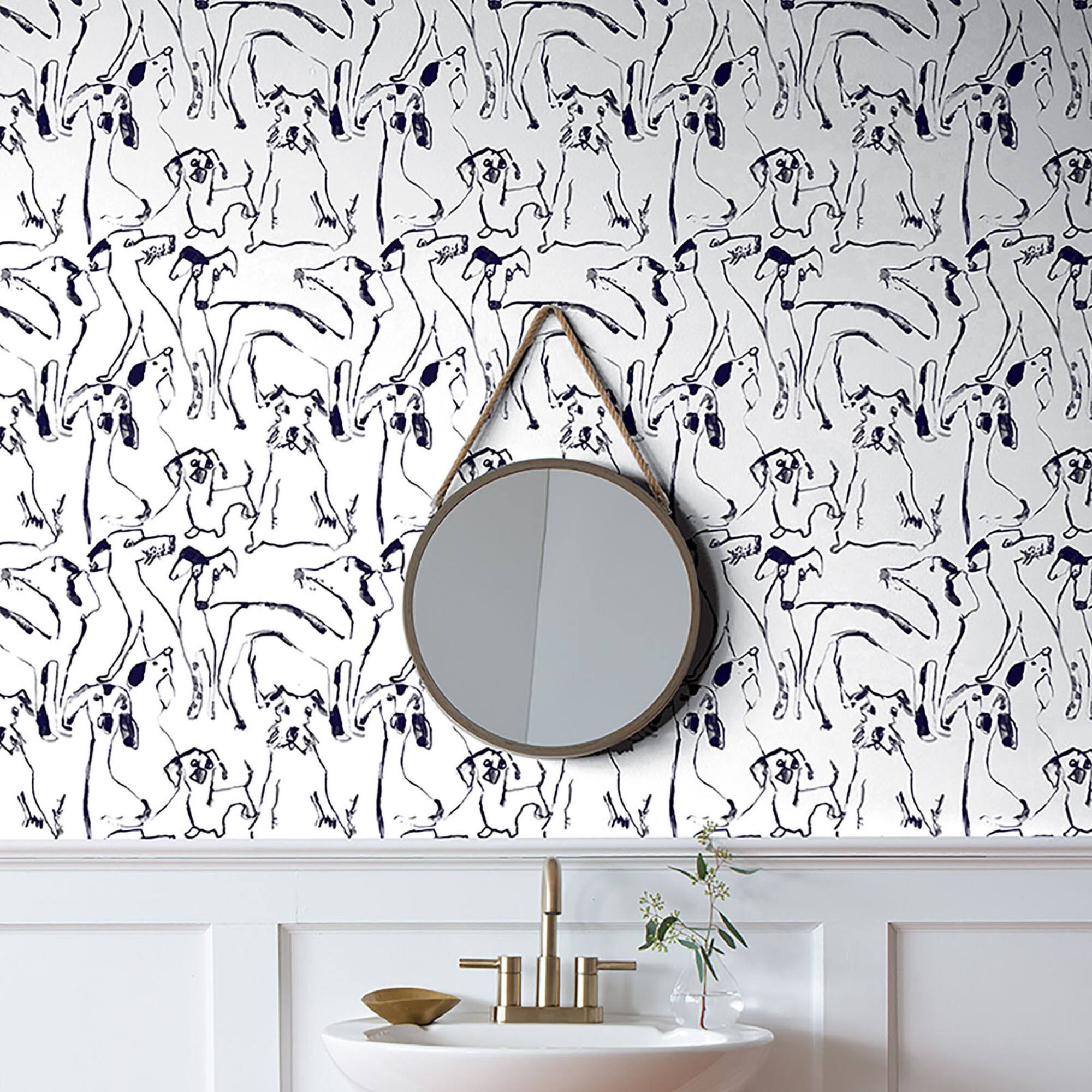 Surface Style Dog Doodle Ink Peel & Stick Wallpaper